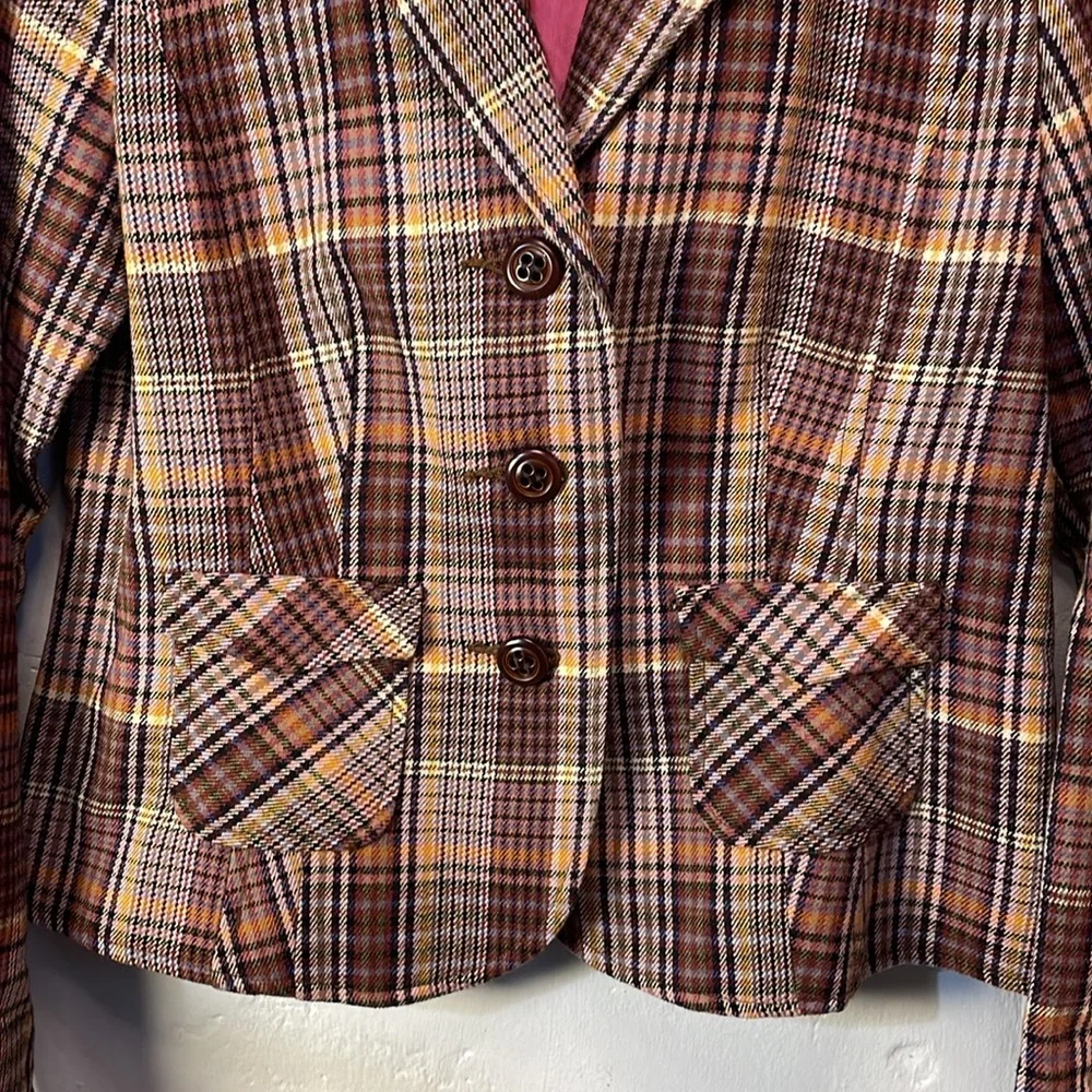 I.E. relaxed Plaid Wool-Blend Waist Length Versatile Statement Jacket - M-#0037 - Picture 4 of 12